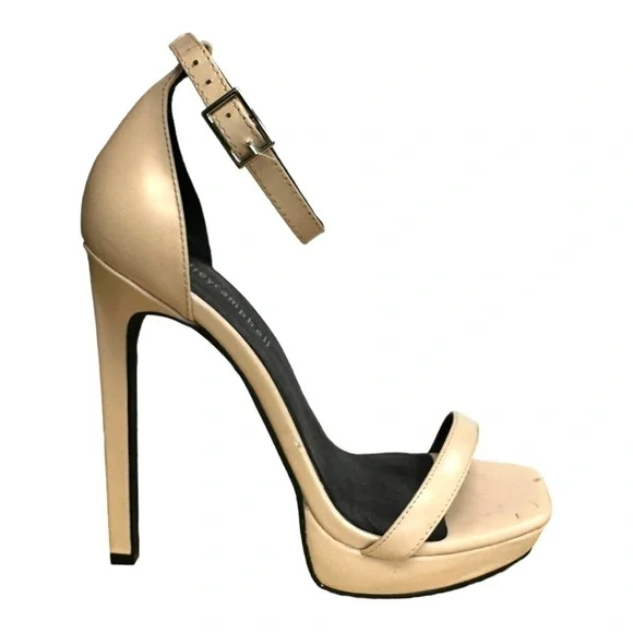 Jeffrey Campbell Nude Platform Heels Sandal Strap 7.5 - Picture 5 of 14